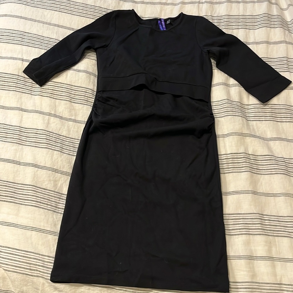 Seraphine black cotton maternity dress for breastfeeding